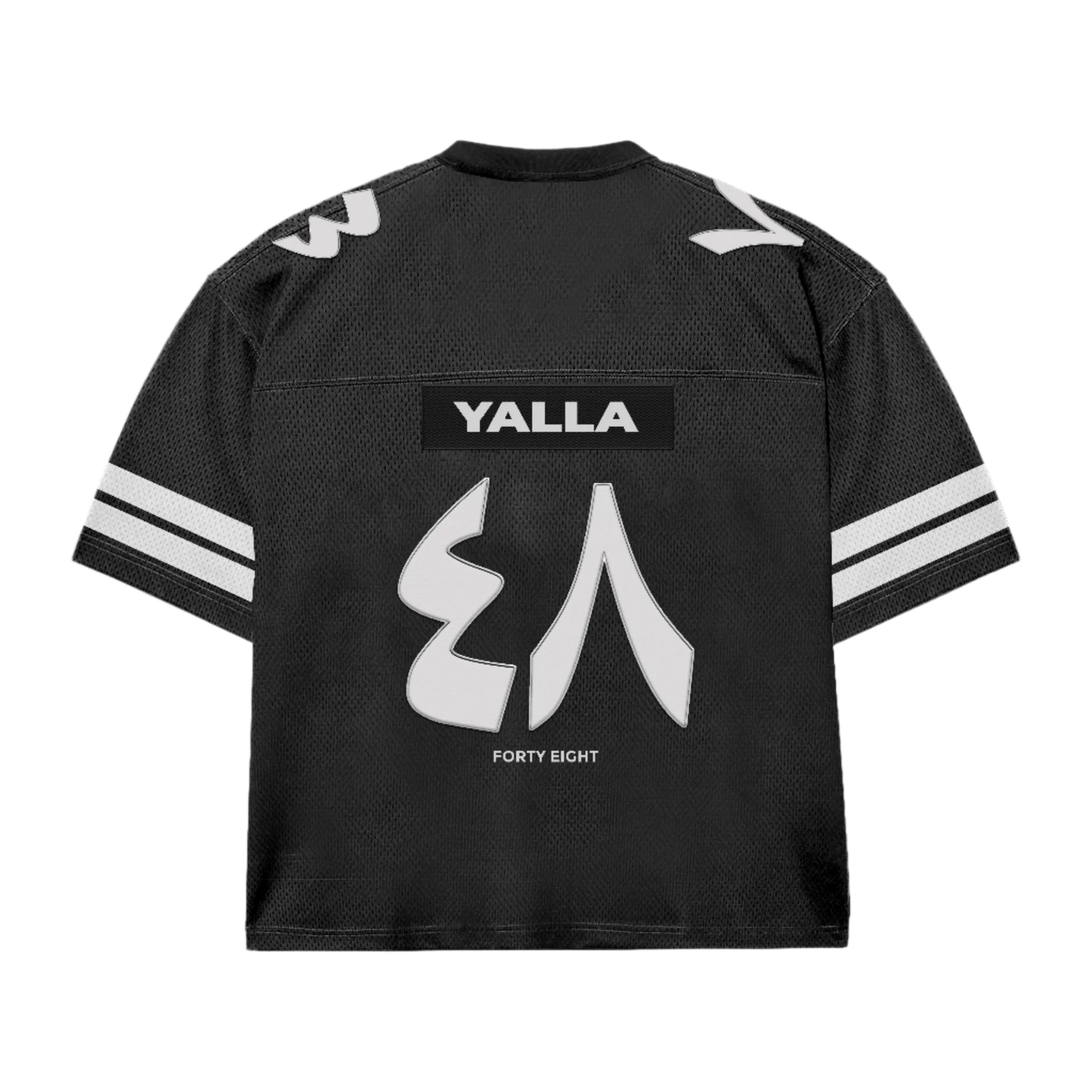 Yalla Apparel FORTY EIGHT Black Jersey, premium cotton-blend with Arabic typography