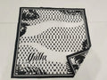 Black and white patterned Kufiya Bandana with 'Yalla' branding on a white background