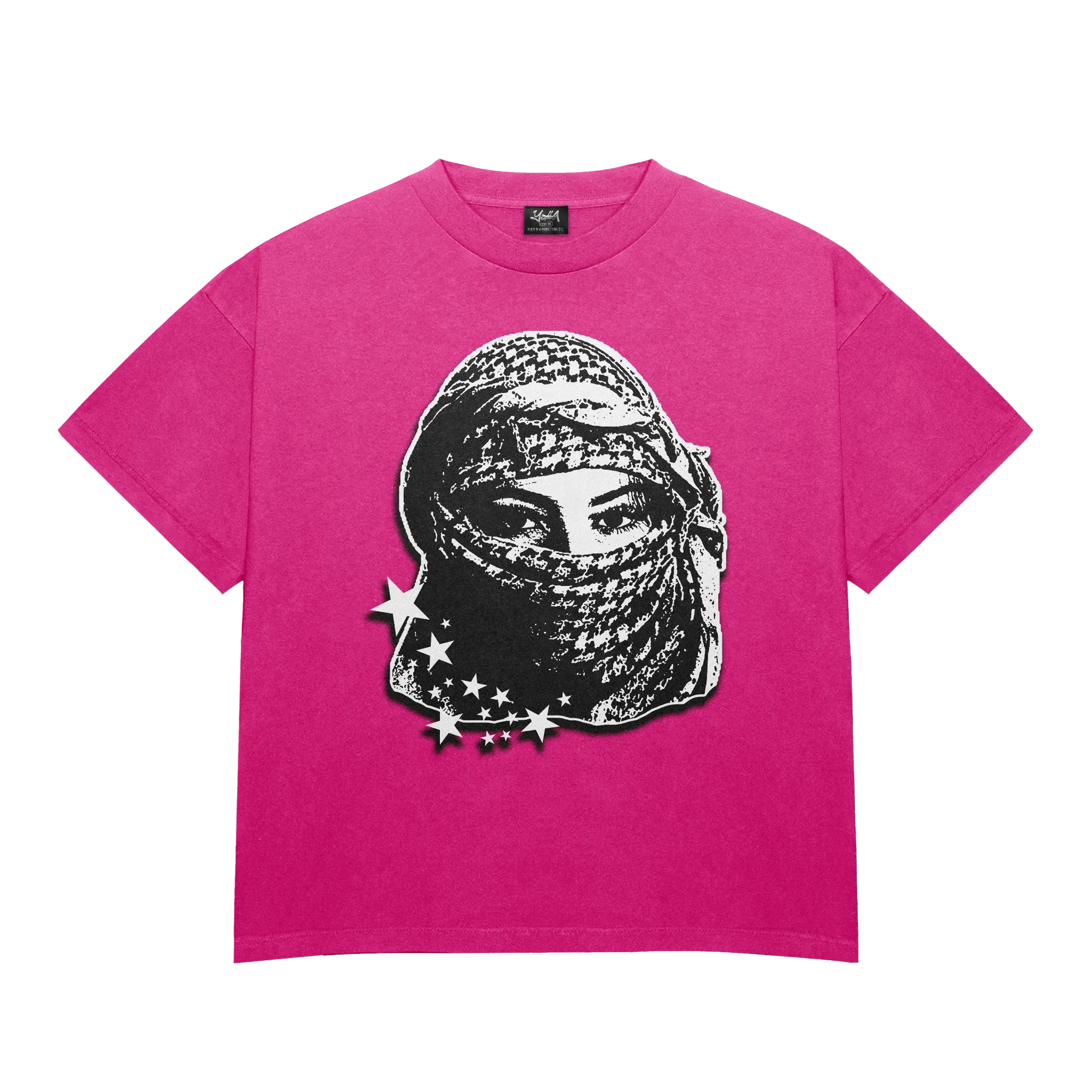 Rose Kufiya Graphic Tee featuring a Kufiya-clad woman design, a statement piece in Arab streetwear.