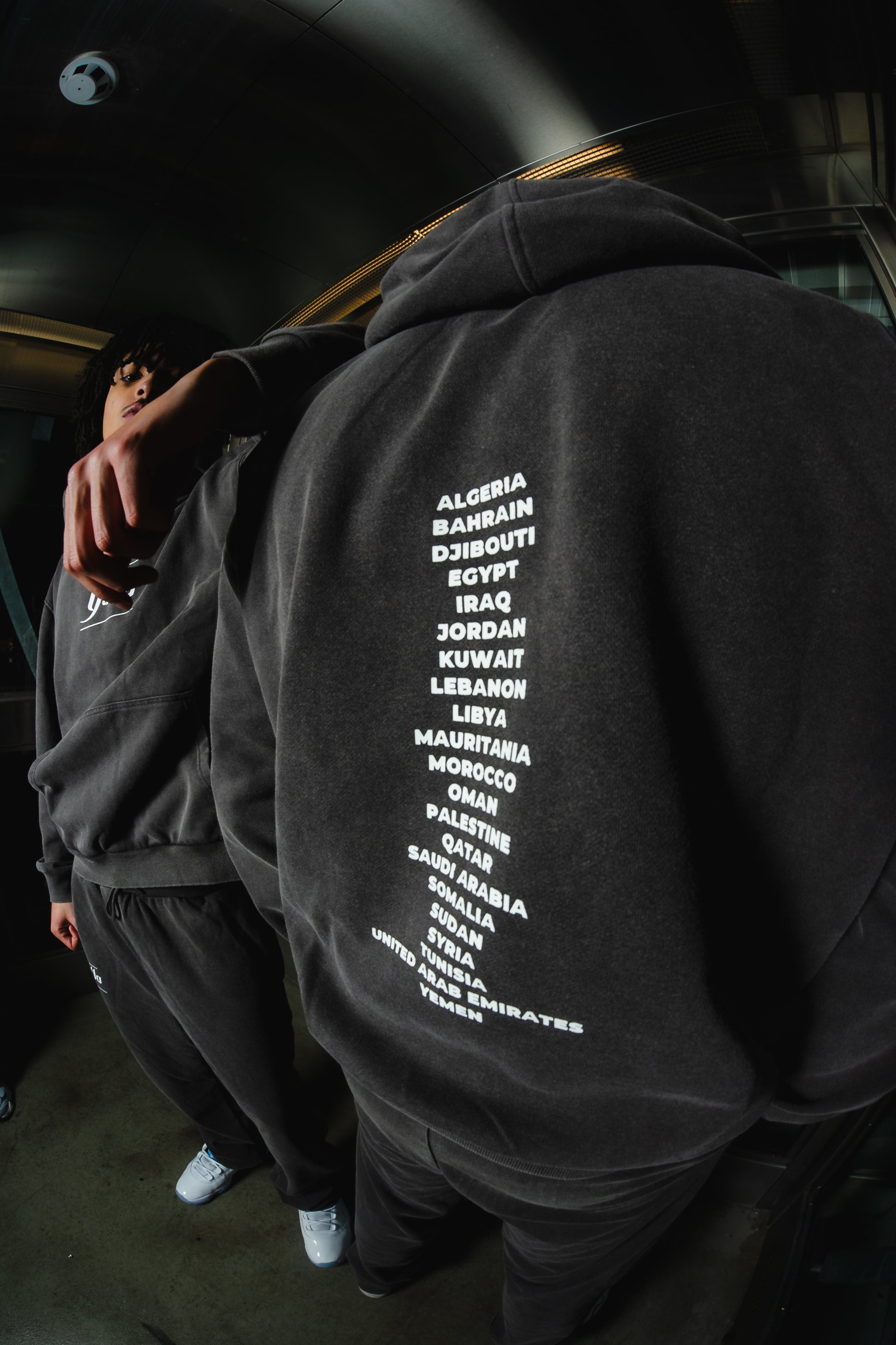 Cultural Timeless Tracksuit by Yalla Apparel featuring Arab countries' names and relaxed fit